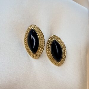 “Vintage Black & Gold Marquise” Earrings